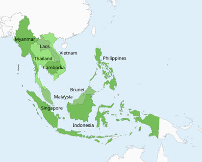 A map of the ASEAN nations