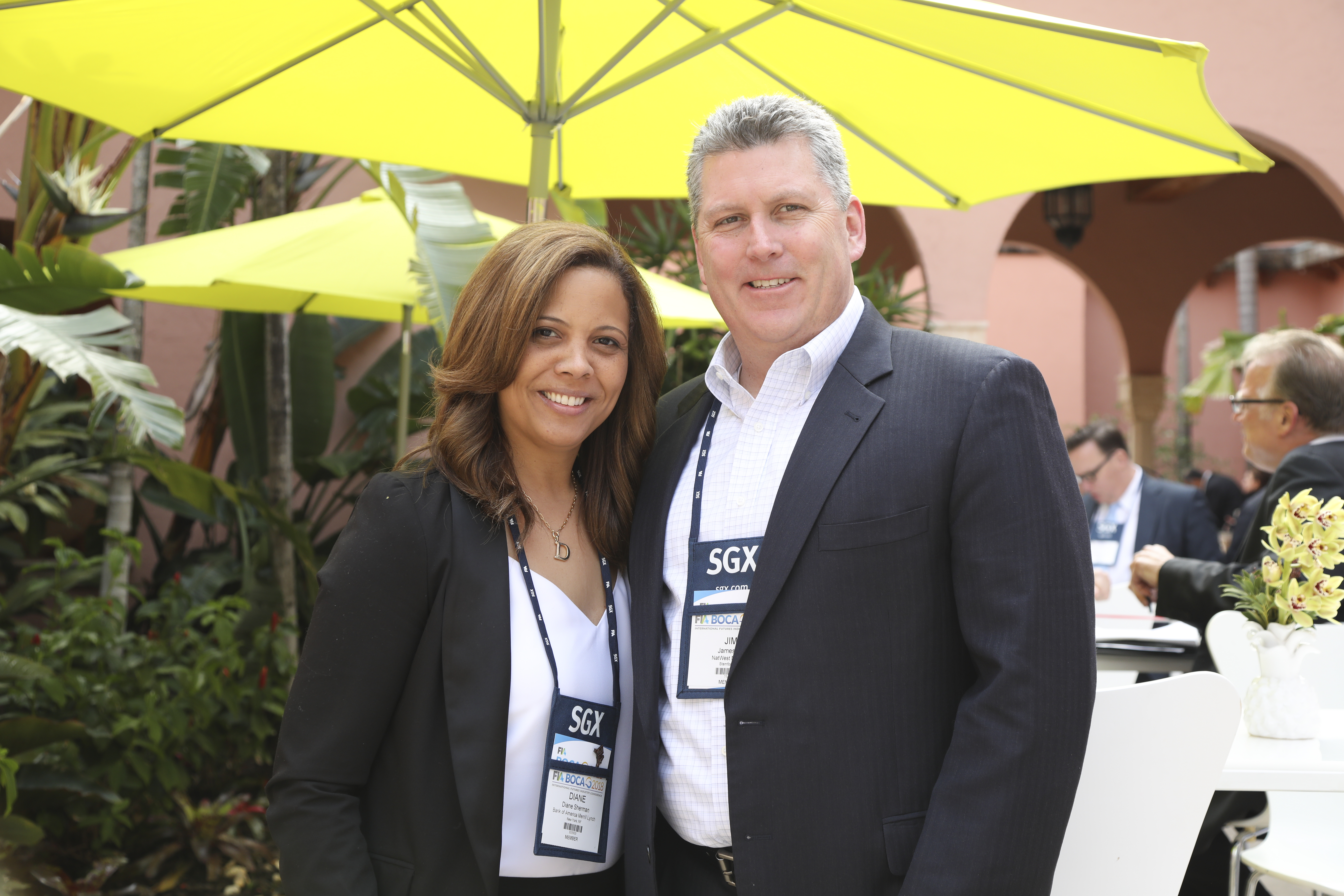 15 Diane Sherman of Bank of America Merrill Lynch and Jim Ife of Natwest Markets at the Eurex Cafe. 