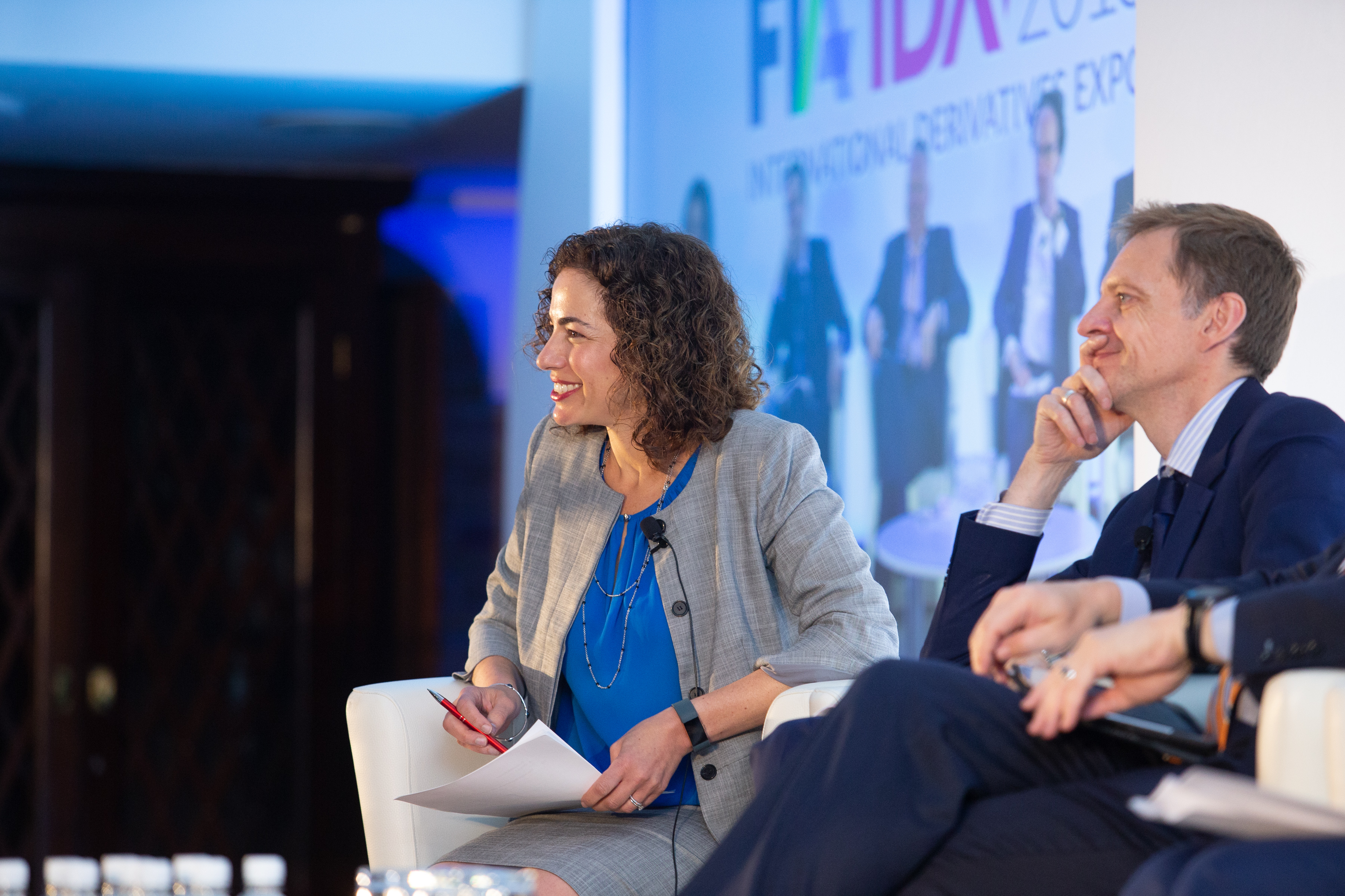 Panel chair FIA’s Jackie Mesa debating regulation ten years after the crisis with French regulator Patrice Aguesse.