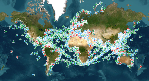 A global map of oil, natural gas and oil product tankers